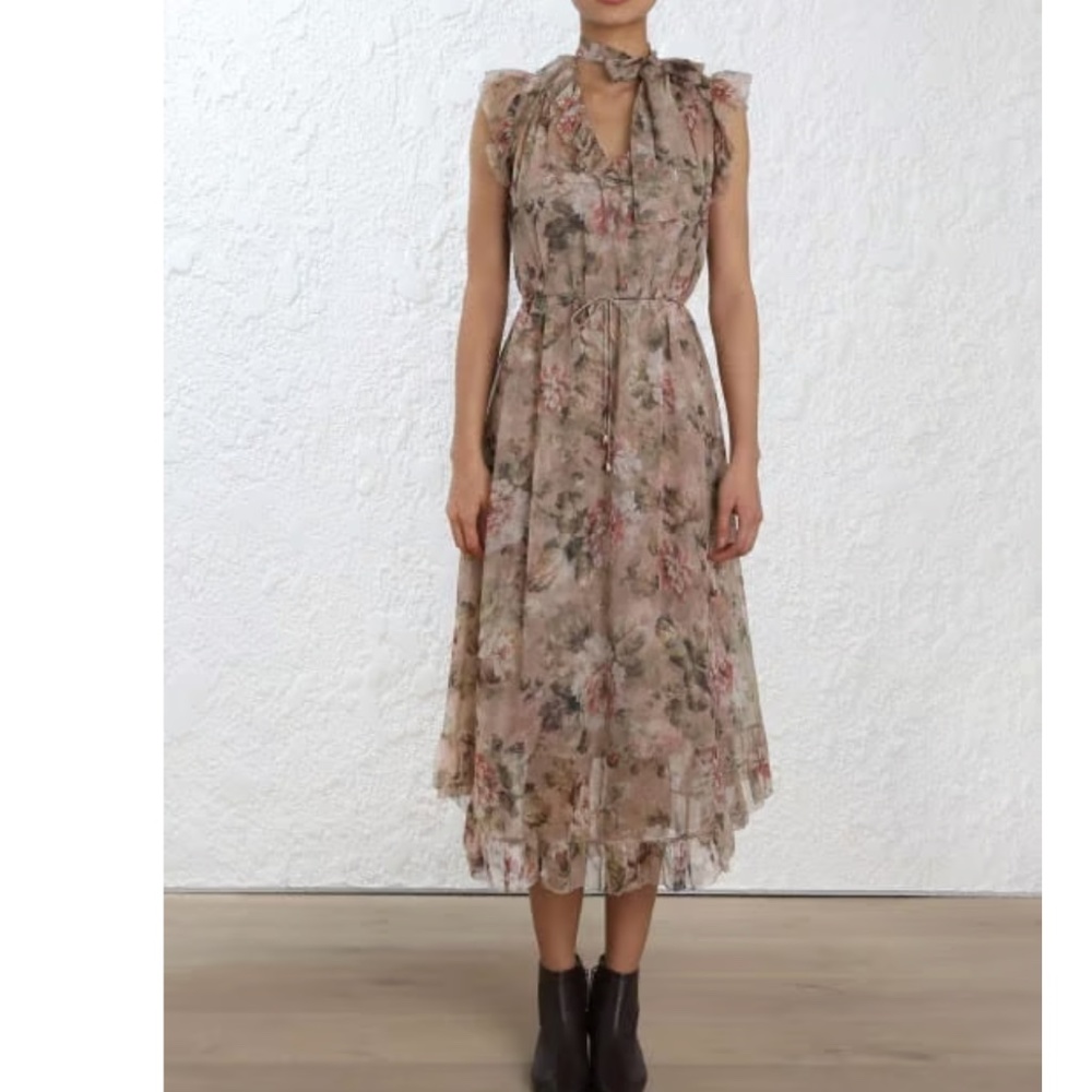 ZIMMERMANN Fleeting Frill Floral Dress (Size 3)